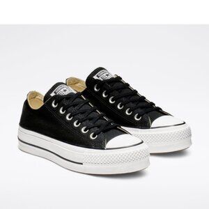 NEW Converse Chuck Taylor All Star Black Lift Platform Low Top Sneakers Size 6